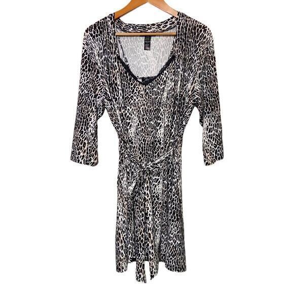 Rene Rofe Chemise‎ Teddy & Robe Cheetah Print Set Lingerie Women's Size Medium - Picture 1 of 12